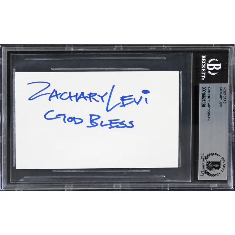 Zachary Levi Shazam! "God Bless" Authentic Signed 3x5 Index Card BAS Slabbed