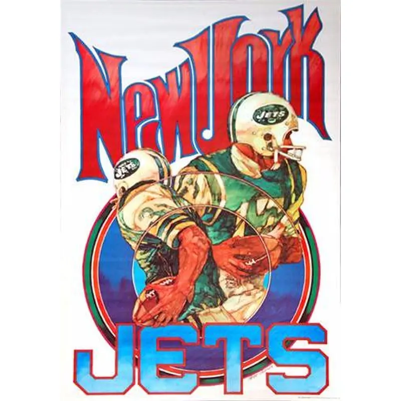 New York Jets NFL Collectors Series Vintage Original Theme Art Poster (1970)