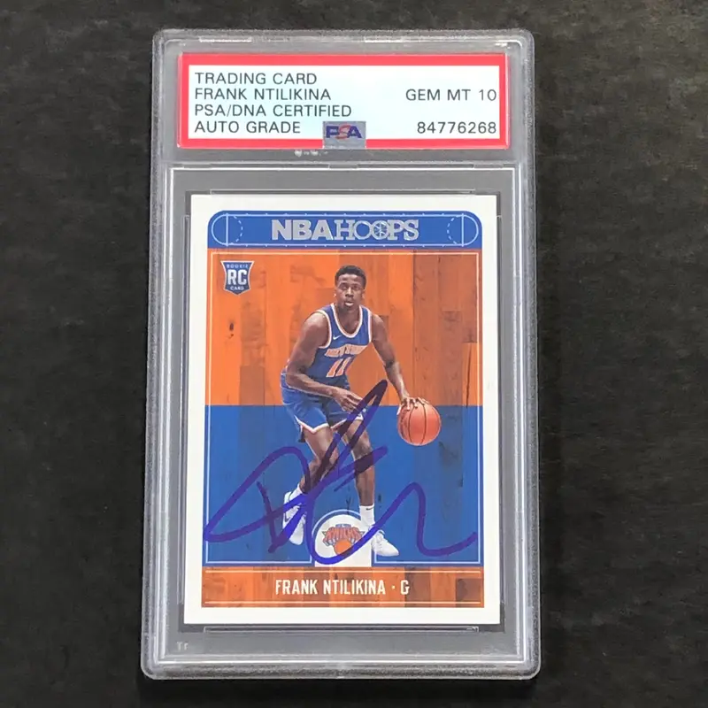 2017-18 NBA Hoops #258 Frank Ntilikina Signed Card AUTO 10 PSA Slabbed RC Knicks