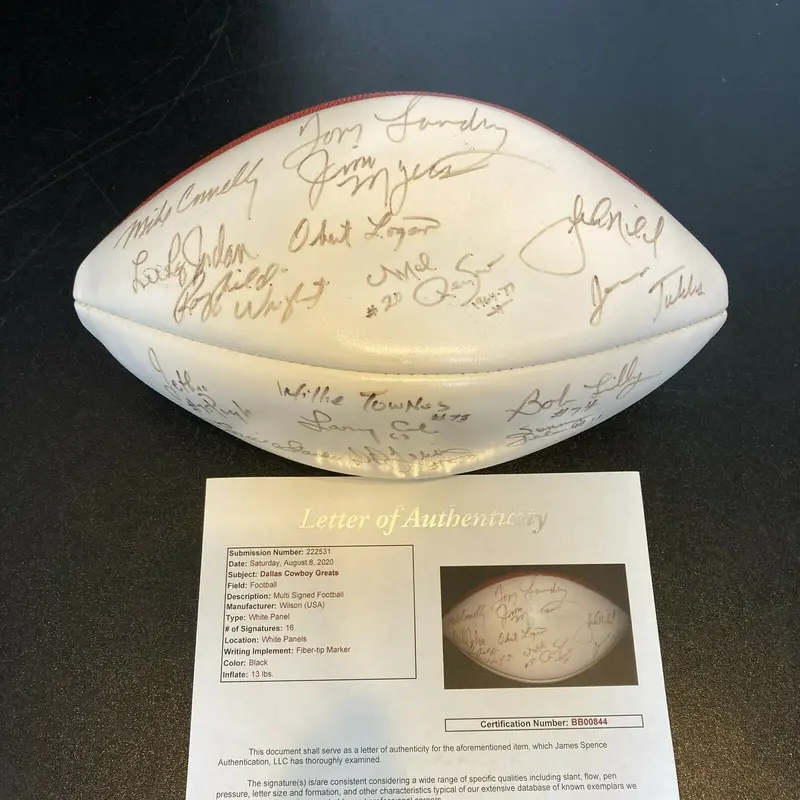 Tom Landry Dallas Cowboys Hall Of Famers & Legends Signed NFL Football JSA COA