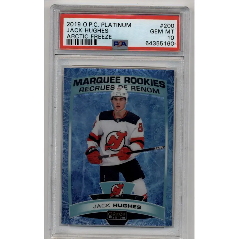 Jack Hughes 2019-20 O-Pee-Chee Platinum #200 Artic Freeze 77/99 PSA 10 Gem Mint