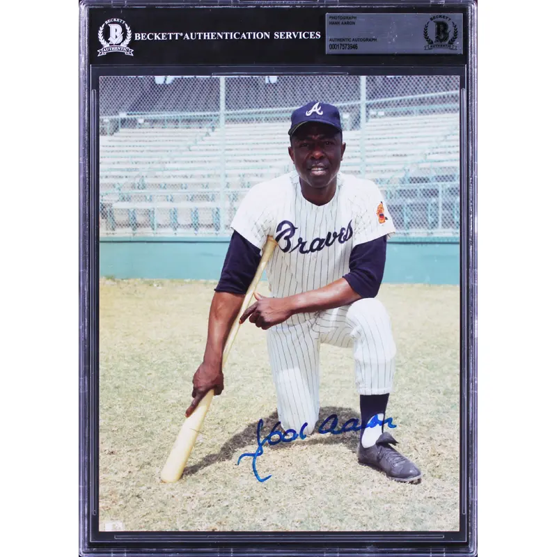 Braves Hank Aaron Authentic Signed 8x10 Photo Autographed BAS Slabbed