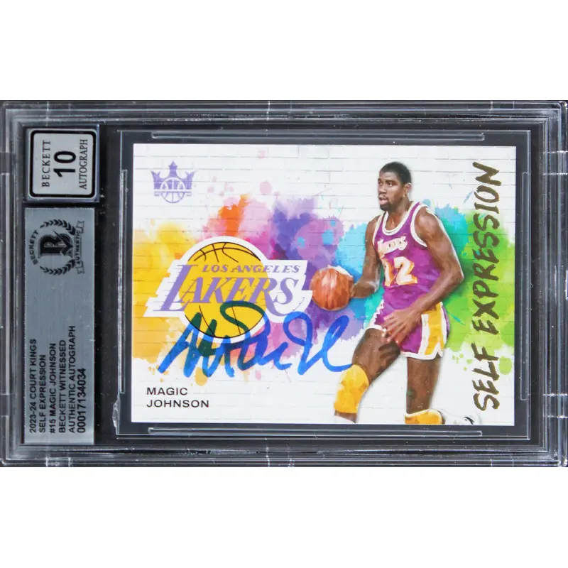 Lakers Magic Johnson Signed 2023 Court Kings SE #15 Card Auto 10! BAS Slabbed
