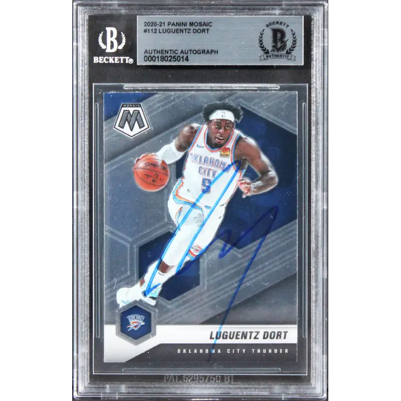 Thunder Luguentz Dort Authentic Signed 2020 Panini Mosaic #112 Card BAS Slabbed