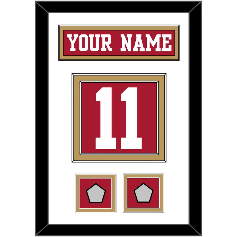 San Francisco Nameplate & Number (Back) With 2 Super Bowl Patches - Home Red - Double Mat 1