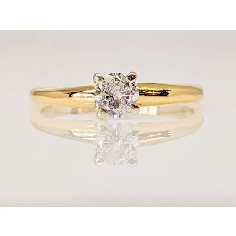 14K .33 CARAT TOTAL I2 H DIAMOND ROUND SOLITAIRE ESTATE RING 1.8 GRAMS