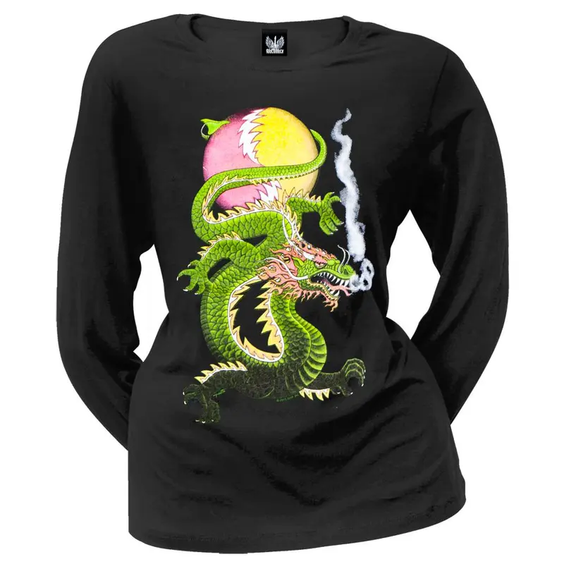 Grateful Dead - L Bolt Dragon SYF Off-Shoulder Juniors Long Sleeve T-Shirt