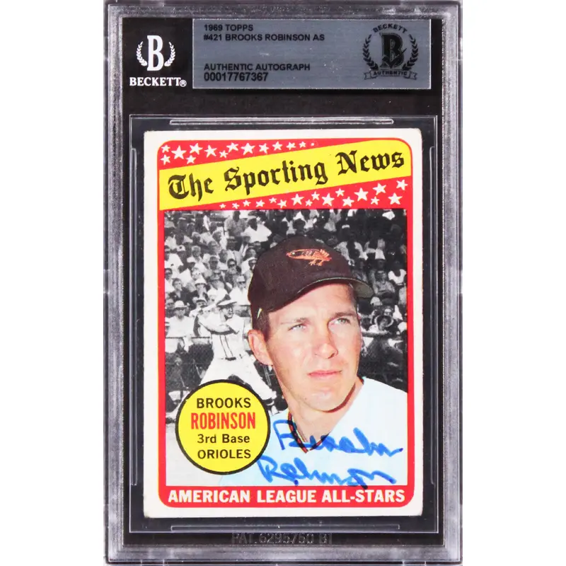 Orioles Brooks Robinson Authentic Signed 1968 Topps #421 Card BAS Slabbed
