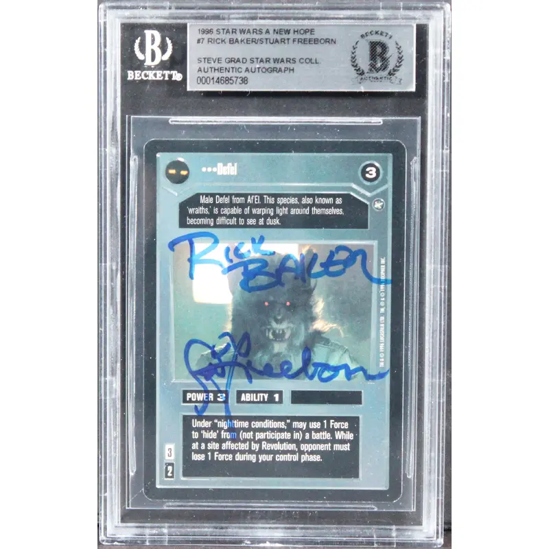 Star Wars (2) Baker & Freeborn Signed 1996 SW A New Hope #7 Card BAS Slabbed