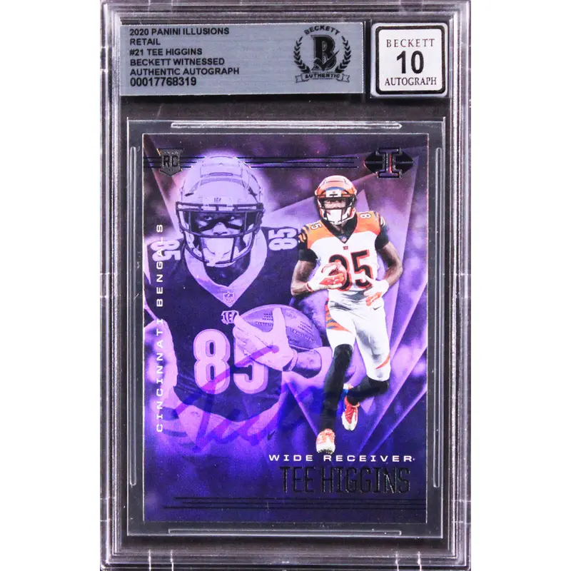 Tee Higgins Signed 2020 Panini Illusions Retail #21 RC Card Auto 10! BAS Slabbed