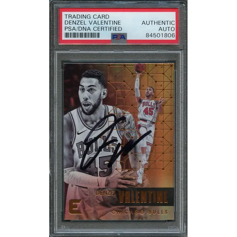 2017-18 Panini Essentials #38 Denzel Valentine Signed Card AUTO PSA Slabbed Bulls