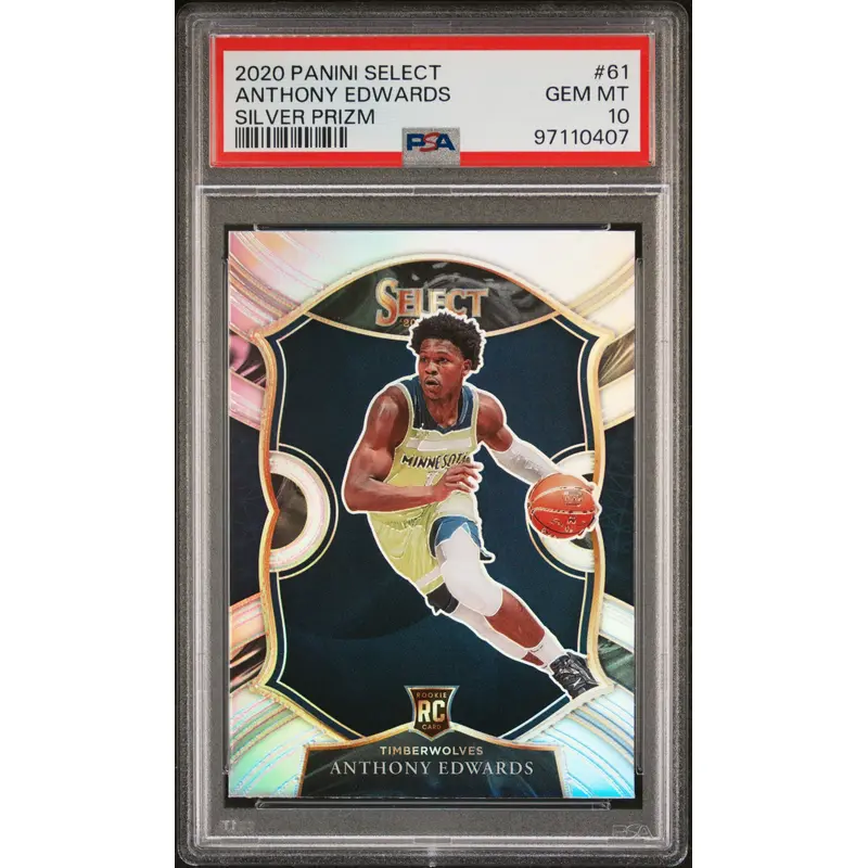Anthony Edwards 2020 Panini Select Rookie #61 Silver Prizm PSA 10 Gem Mint
