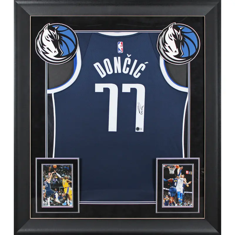 Mavericks Luka Doncic Authentic Signed Navy Blue Nike Framed Jersey BAS #AE09559