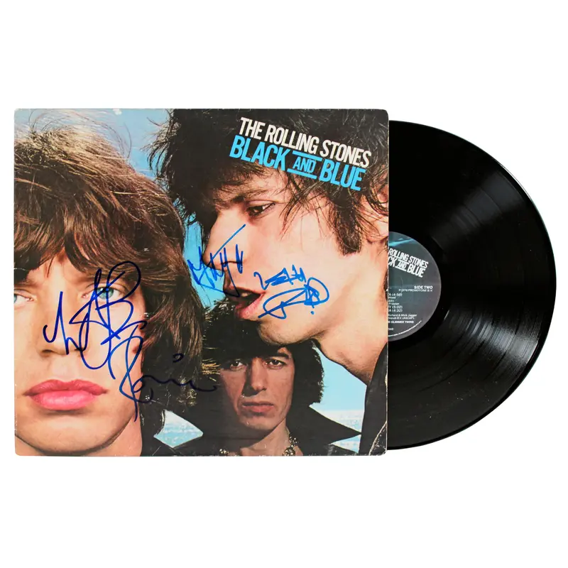 Rolling Stones (4) Jagger, Richards,  Wood +1 Signed Album Cover BAS #AB07769