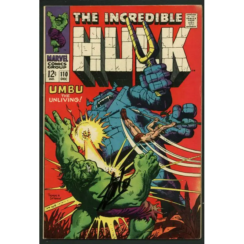 Stan Lee Signed Incredible Hulk #110 Comic Book Umbu The Unliving PSA #W18864