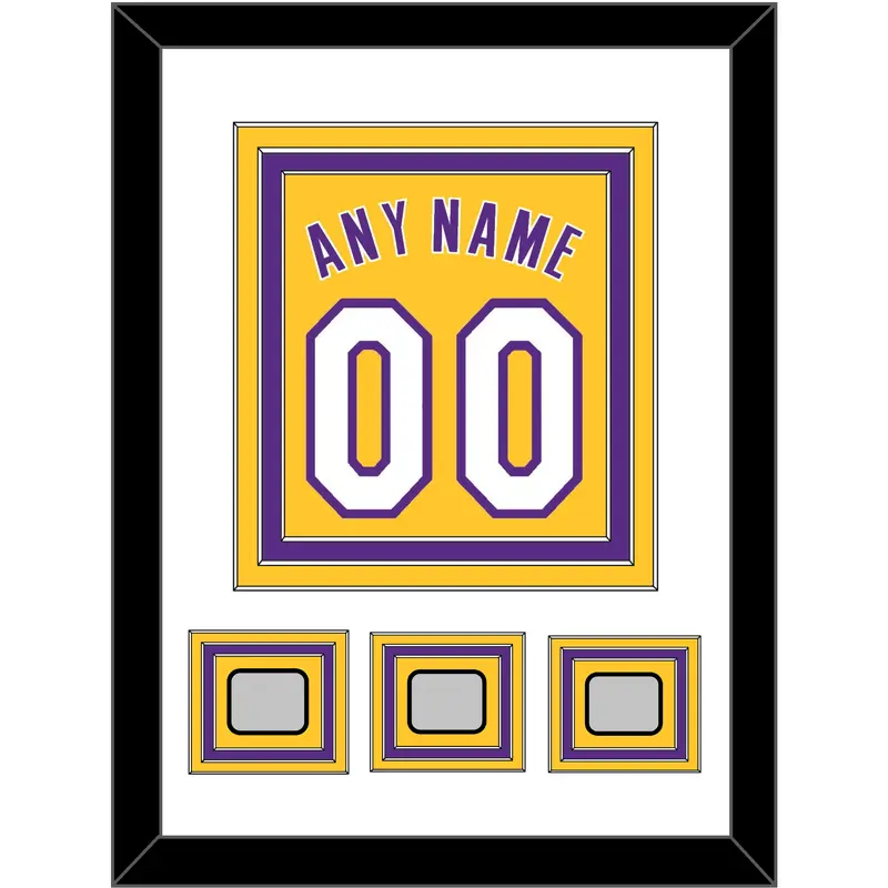 Los Angeles Name & Number With 3 Trophy Patches - Home Yellow (1999-2018) - Triple Mat 1