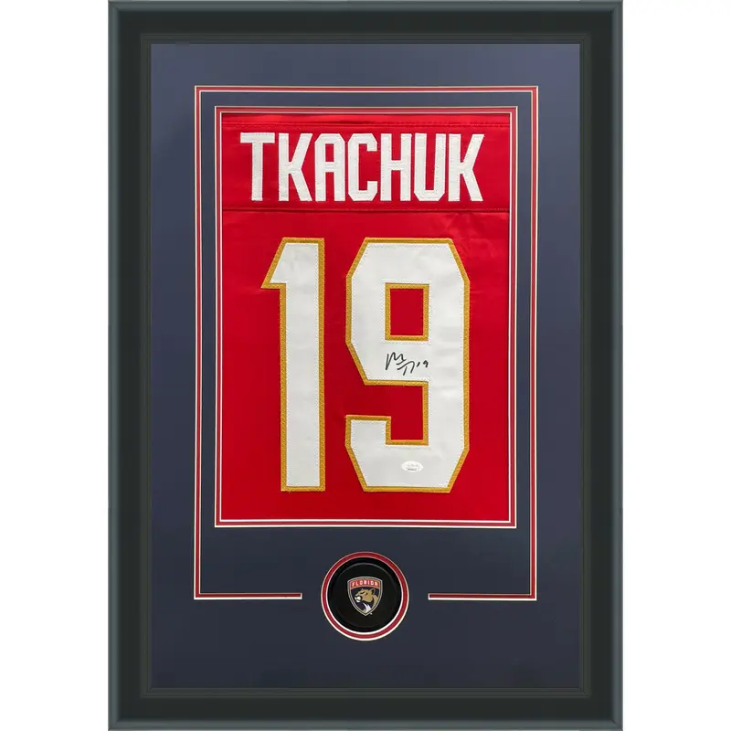 Matthew Tkachuk Autographed Florida Panthers (Red #19) Jersey Display Frame - JSA