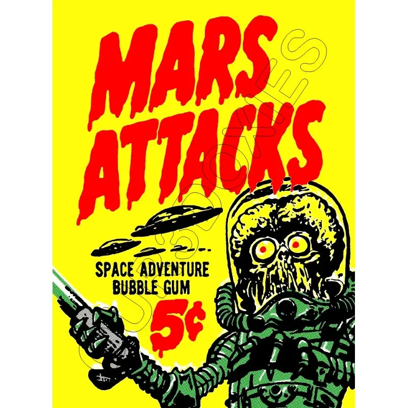 1962 Topps Mars Attacks Store Counter Standup Sign - Bubble Gum - 2349