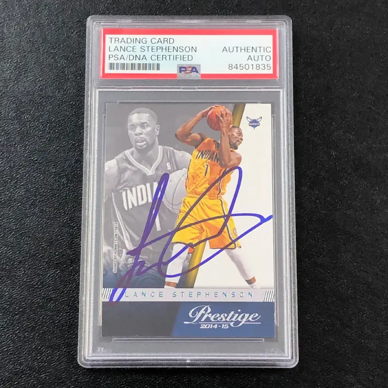 2014-15 Panini Prestige #37 Lance Stephenson Signed Card AUTO PSA Slabbed Pacers