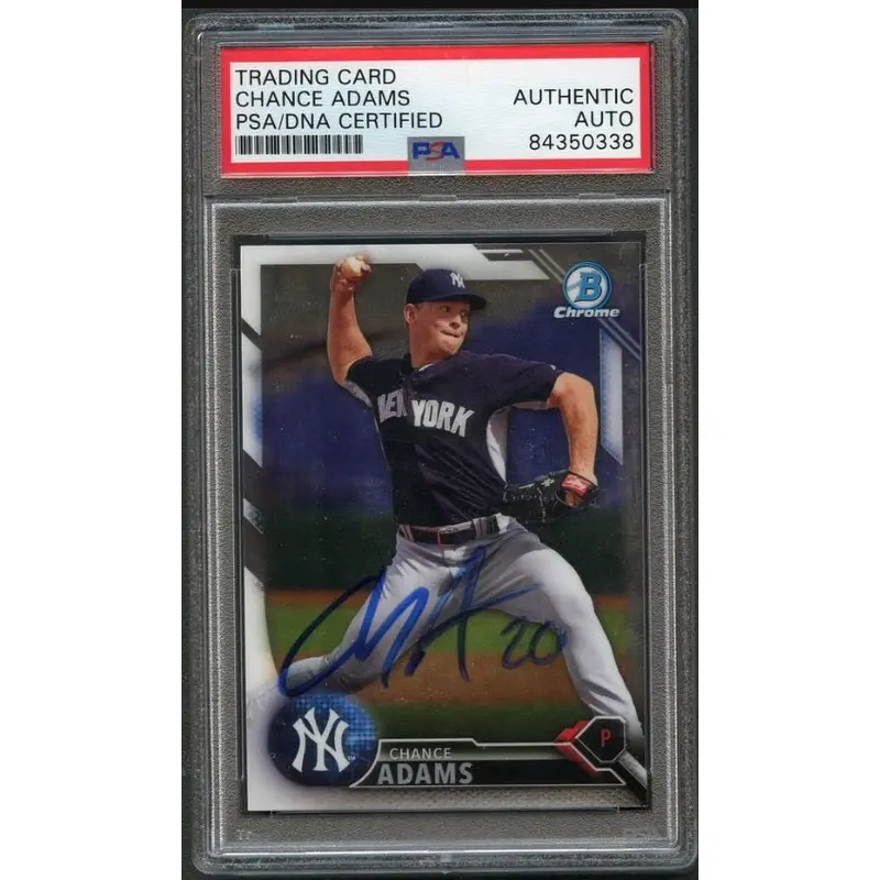 2016 Bowman Chrome #BCP192 Chance Adams Signed Card PSA Slabbed Auto Yankees