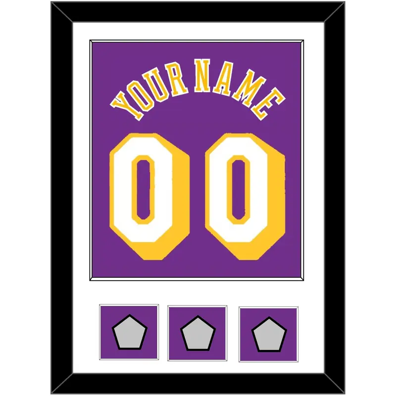 Los Angeles Name & Number With 3 Champions Patches - Road Purple (1978-1997) - Single Mat 1