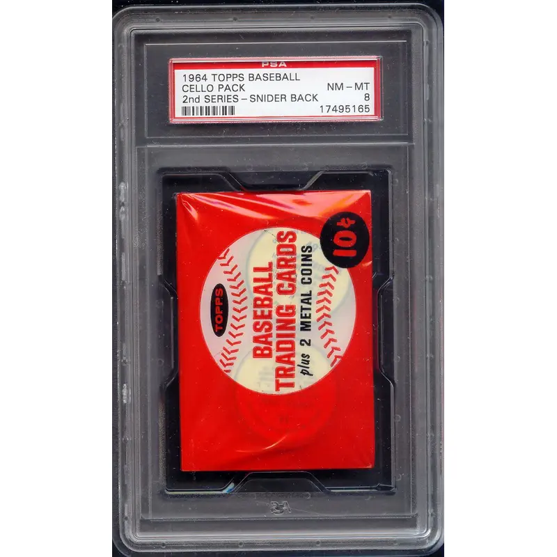 1964 Topps Baseball Unopened 2nd Series Cello Pack PSA 8 Snider Back
