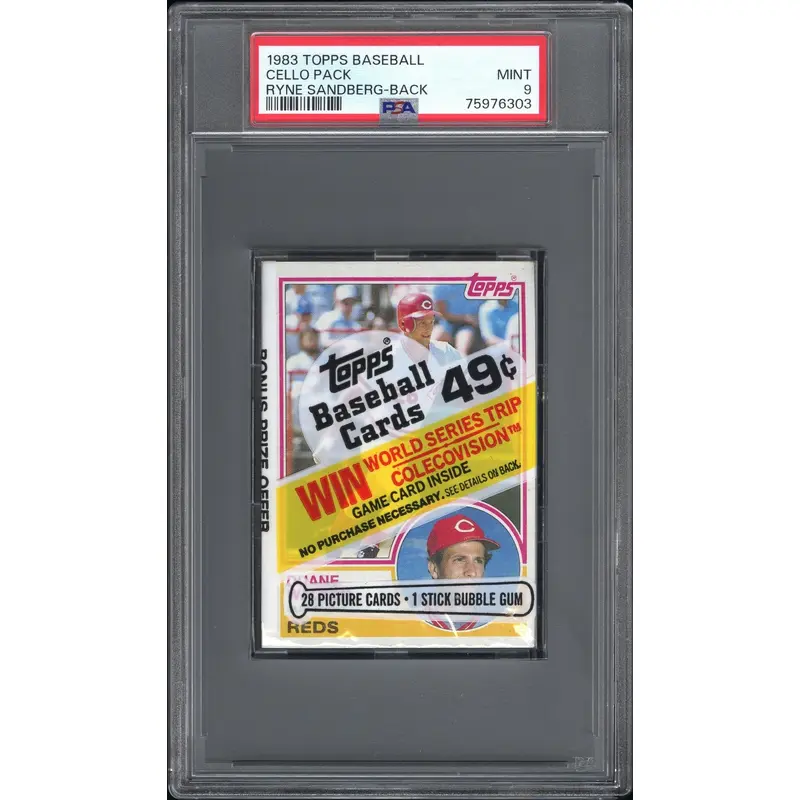 1983 Topps Baseball Cello Pack Ryne Sandberg on Back PSA 9 Mint