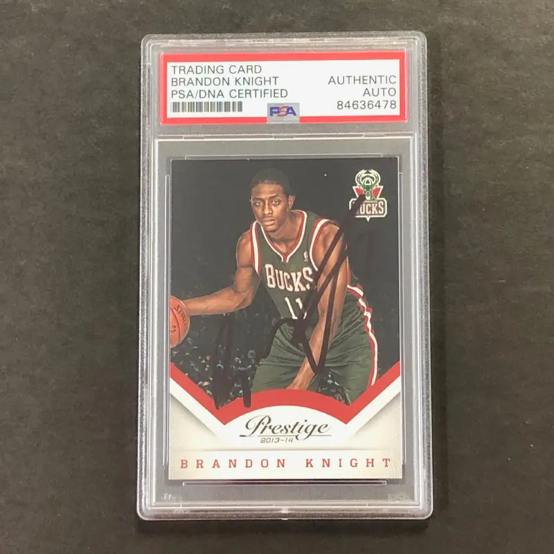2013-14 Panini Prestige #126 Brandon Knight Signed Card AUTO PSA Slabbed Bucks