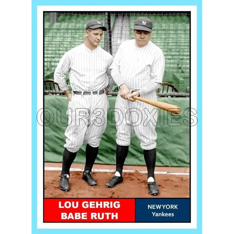 Babe Ruth Lou Gehrig 1961 Topps Custom Card - 4259