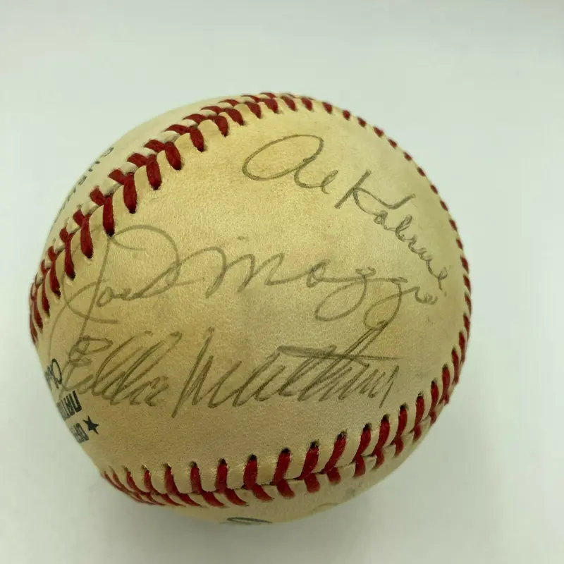 Joe Dimaggio Hank Aaron Stan Musial Hall Of Fame Multi Signed Baseball JSA COA