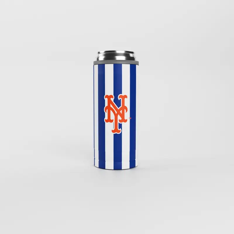 NY Mets 12oz Striped Powdercoat SlimCan Coolie