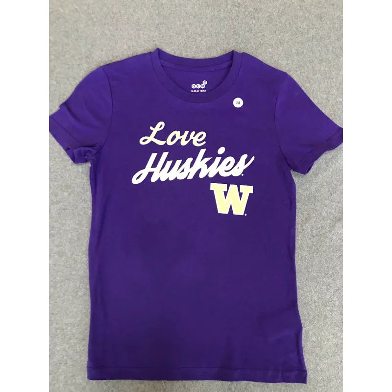 Women's Purple UW "Love Huskies" T-Shirt