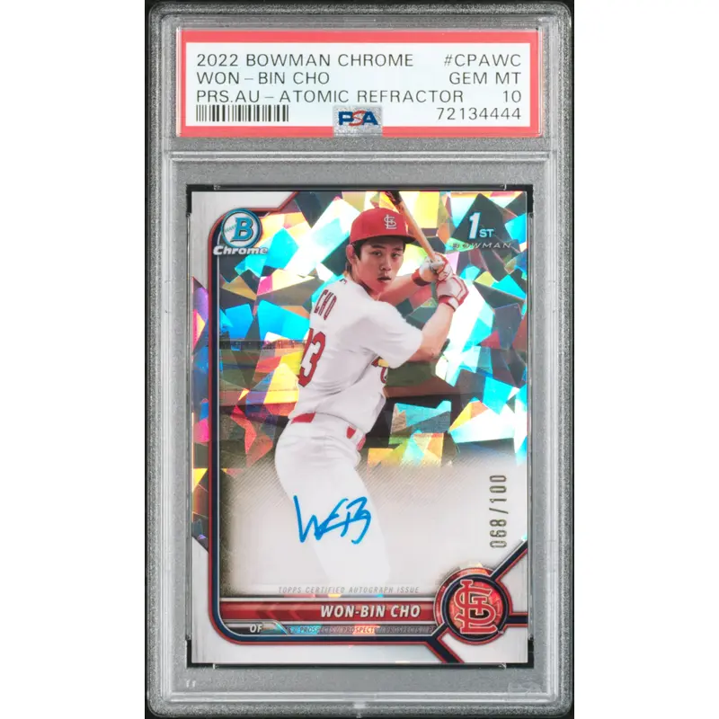 Won-Bin Cho 2022 Bowman Chrome Atomic Refractor Auto #68/100 PSA 10 Gem Mint