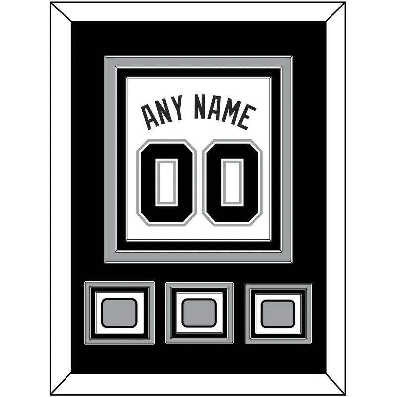 San Antonio Name & Numbers With 3 Finals Patches - Home White (2002-2017) - Triple Mat 2