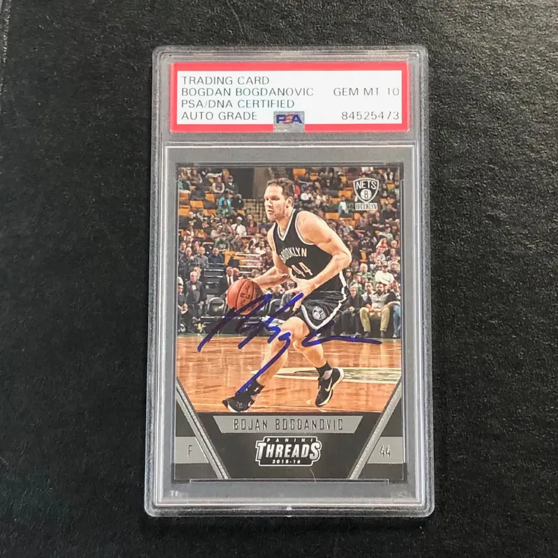 2015-16 Panini Threads #29 Bojan Bogdanovic Signed Card AUTO 10 PSA Slabbed Nets