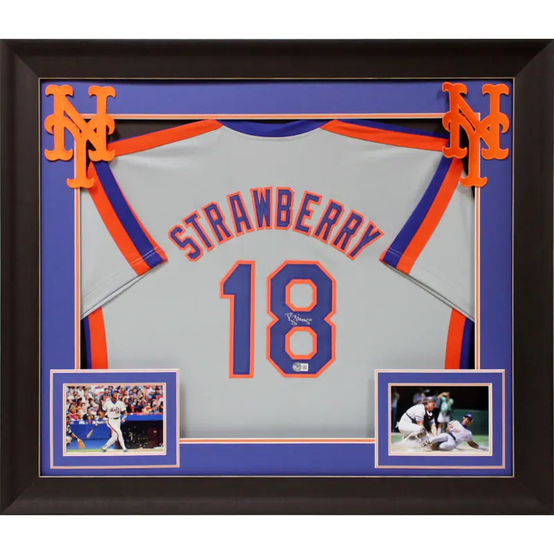 Daryl Strawberry Authentic Signed Green Pro Style Framed Jersey BAS Witnessed