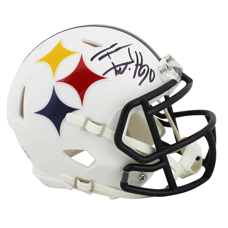 Steelers T.J. Watt Authentic Signed Alternate AMP Speed Mini Helmet JSA Witness