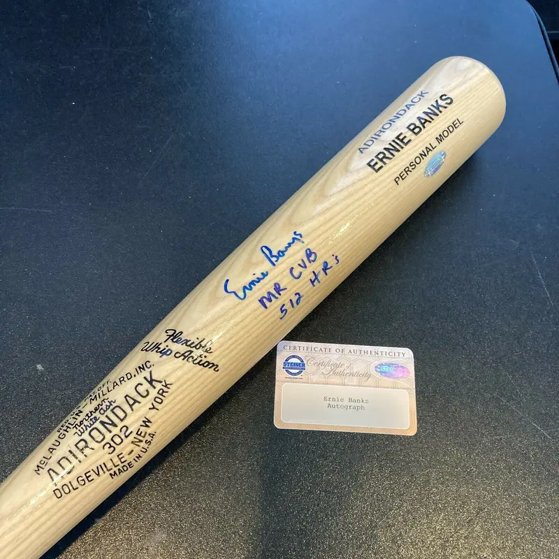 Ernie Banks "Mr. Cub 512 Home Runs" Signed Game Model Bat Steiner COA