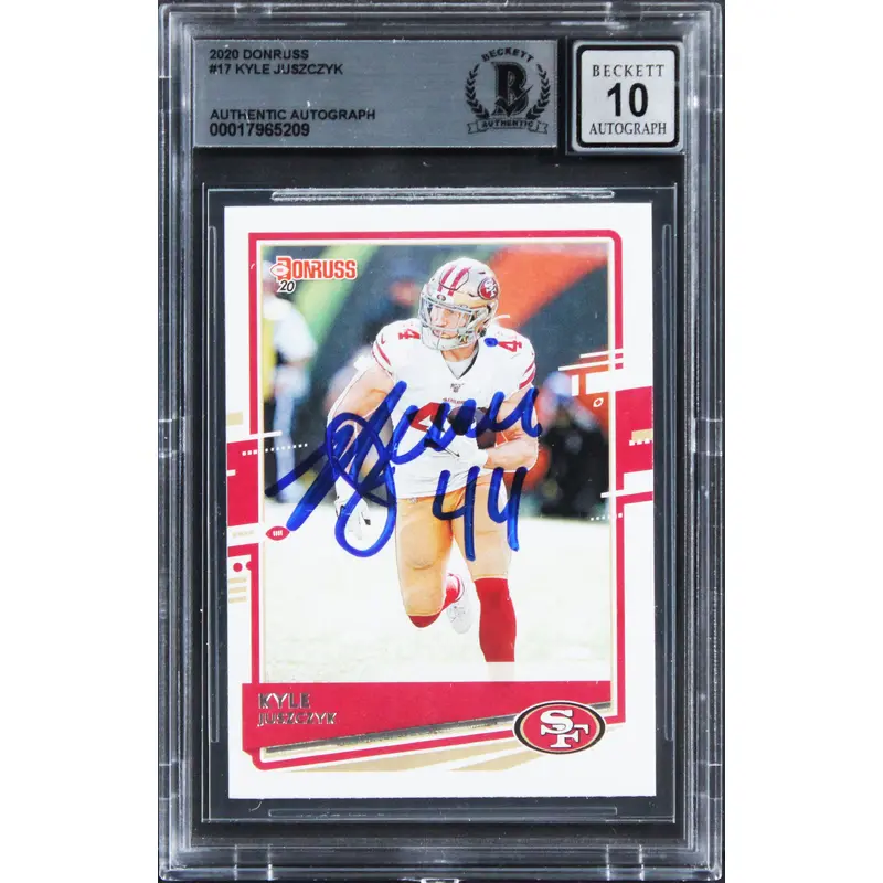 49ers Kyle Juszczyk Signed 2020 Donruss #17 Card Auto Graded 10! BAS Slabbed