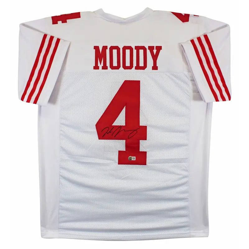 Jake Moody Authentic Signed White Pro Style Jersey Autographed BAS Witnessed