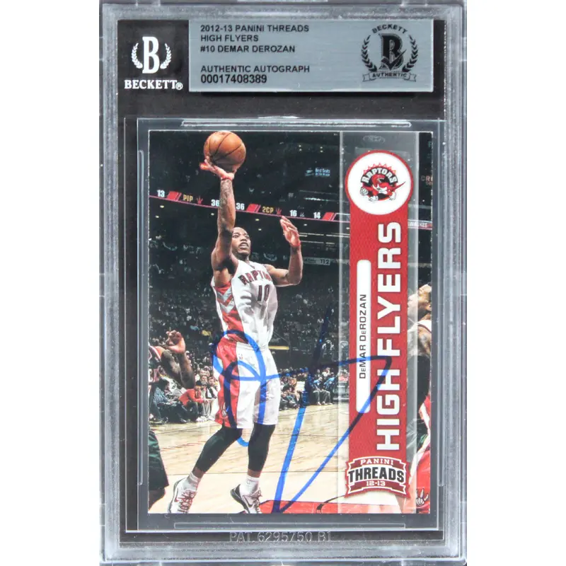 Raptors Demar Derozan Signed 2012 Panini Threads High Flyers #10 Card BAS Slab