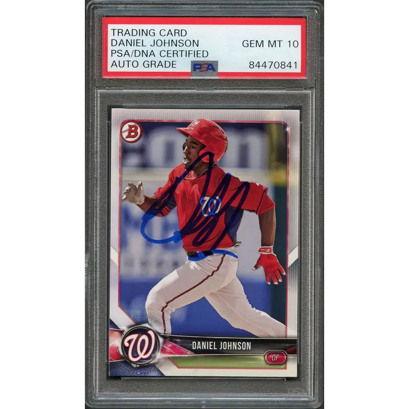 2018 Bowman Prospect #BP3 Daniel Johnson Signed Card PSA Slabbed Auto 10 Nationals