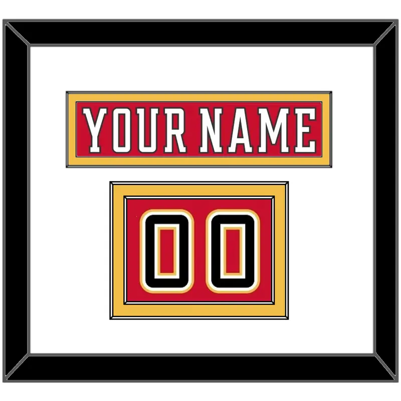 Calgary Nameplate & Number (Shoulder) - Home Red (2017-2020) - Double Mat 1