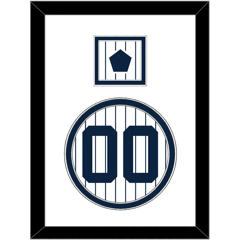 New York Number & NY Logo Jersey Patch - Pinstripes - Double Mat 1