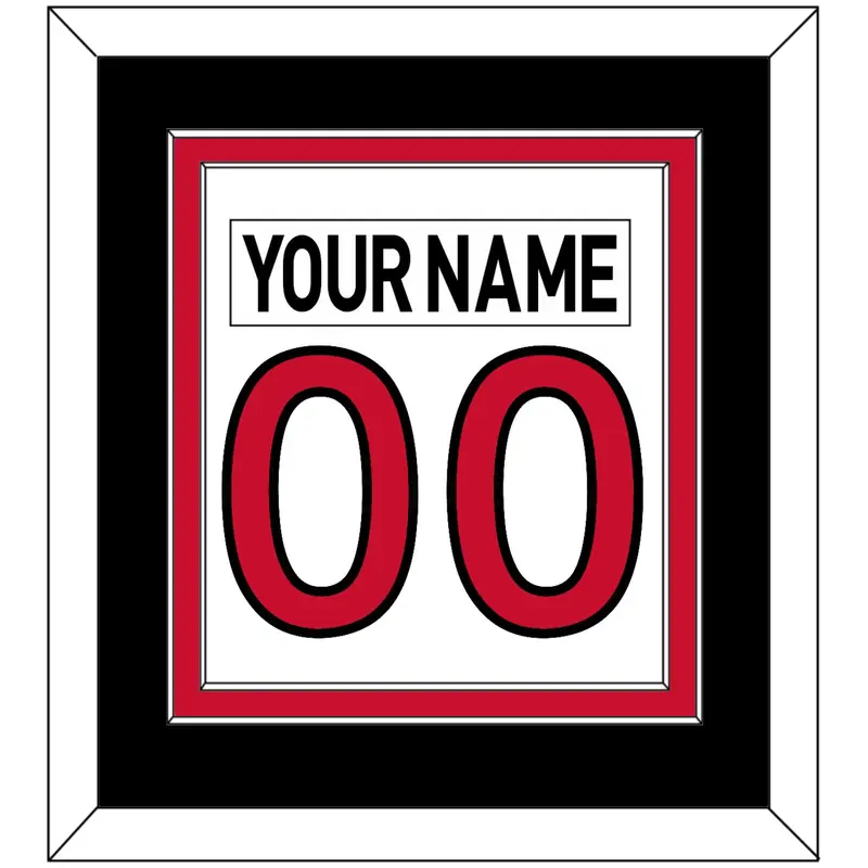 Ottawa Nameplate & Number (Back) Combined - Road White (2007-2017) - Double Mat 4