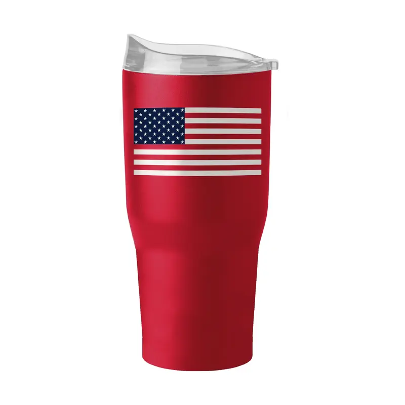 4th of July 30oz Red American Flag Powder Coat Tumbler