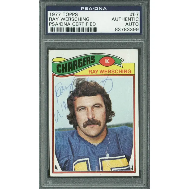 Chargers Ray Wersching Authentic Signed Card 1977 Topps #57 PSA/DNA Slabbed