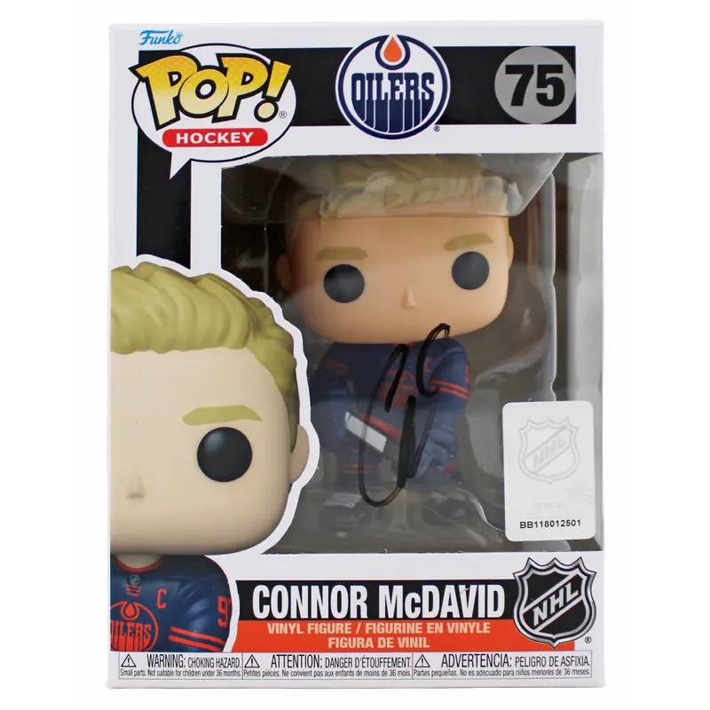 Oilers Connor McDavid Authentic Signed #75 Funko Pop Vinyl Figure JSA #AV75116