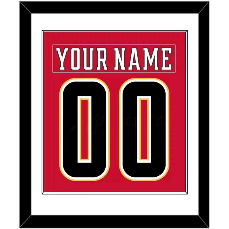 Calgary Nameplate & Number (Back) Combined - Home Red (2017-2020) - Single Mat 1