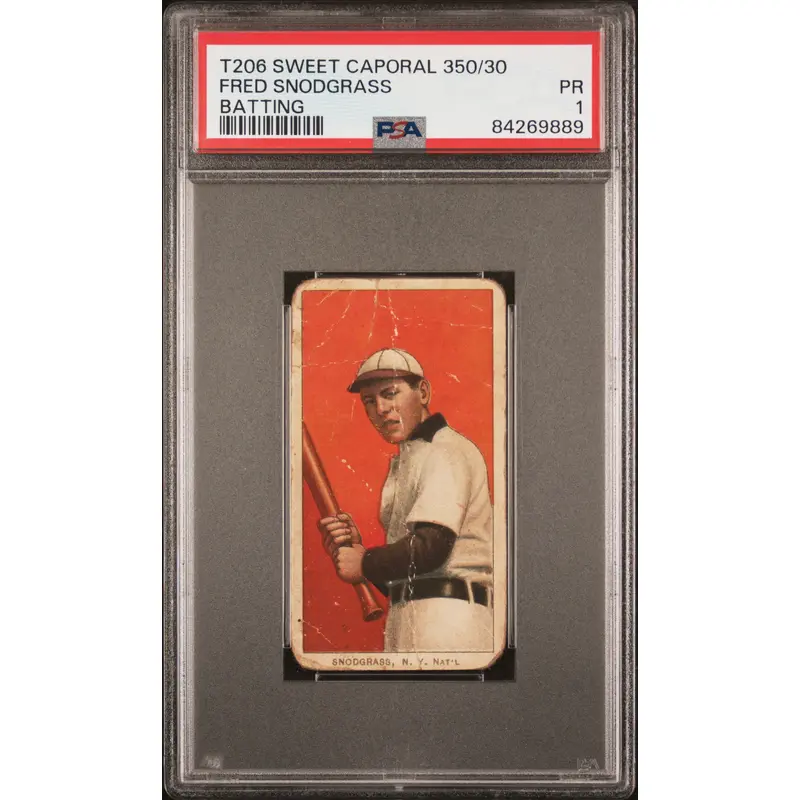 Fred Snodgrass 1909-11 T206 Sweet Caporal 350/30 Batting PSA 1 Poor